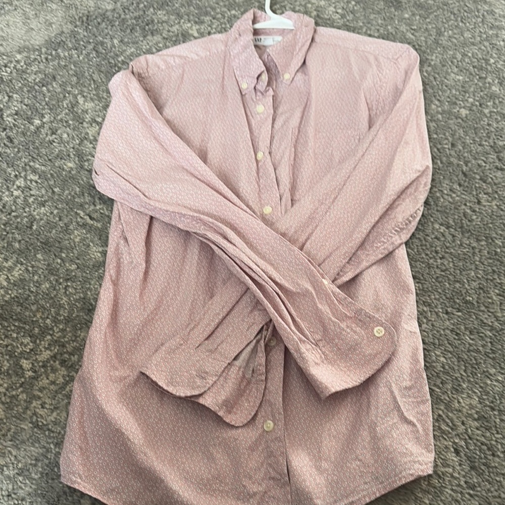 GAP Pink Casual Button Down Shirt with Long Sleeves
